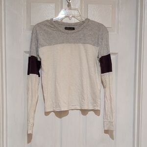 Abercrombie & Fitch Gray and Dark Purple Long Sleeve Tee